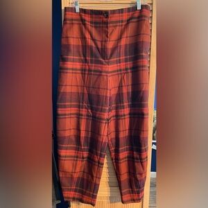 Aritzia Wilfred Dawna Burgundy Plaid Pants